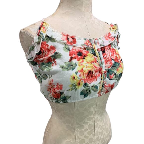 Small Abercrombie & Fitch Womens New Crop Top Peasant Floral - Picture 6 of 9
